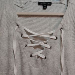 Soft Knit Long Sleeve Lace Neck Tee 18/20.